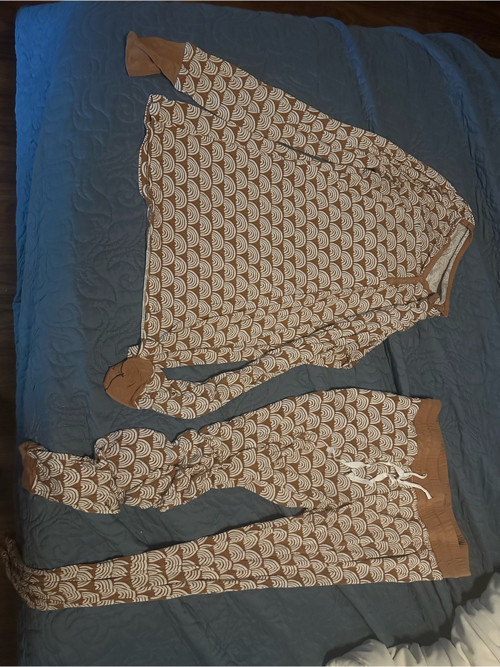 Little Sleepies Brown & White Wave Print Pajama Set